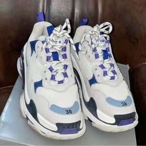 Balenciaga White and Blue Women's Sneakers